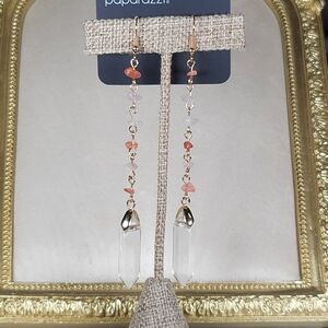 Paparazzi Gold and Coral Crystal Earrings